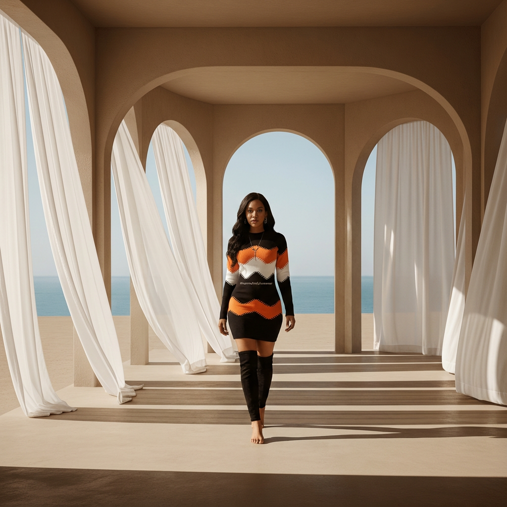 Shape My Body CozyKnit™ Patchwork Turtleneck Sweater Dress – Elegant Winter Mini